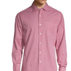 Lands End Pink Checkard Dress Shirt 16 neck